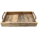 Tablett Bloom, natur/weiß, Holz/Metall, 35x20x8 cm