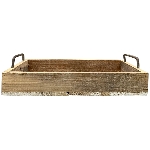 Tablett Bloom, natur/weiß, Holz/Metall, 35x20x8 cm