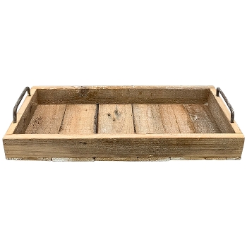 Tablett Bloom, natur/weiß, Holz/Metall, 45x20x8 cm