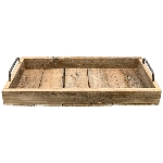 Tablett Bloom, natur/weiß, Holz/Metall, 45x20x8 cm