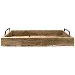 Tablett Bloom, natur/weiß, Holz/Metall, 45x20x8 cm