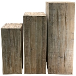 SäulenSet/3 Bloom, natur/weiß, Holz, 29x29x75 cm, 34x34x95 cm, 38x38x115 cm