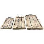 TablettSet/3 Bloom, natur/weiß, Holz/Metall, 40x21x6,5 cm,