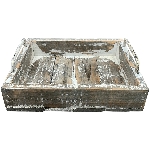 Tablett Bloom, grau/weiß, Holz/Metall, 25x20x8 cm