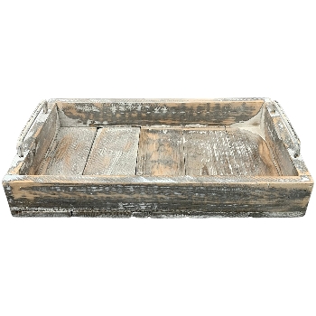 Tablett Bloom, grau/weiß, Holz/Metall, 35x20x8 cm
