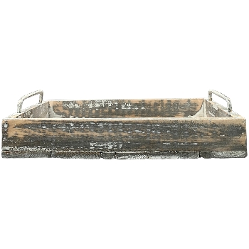 Tablett Bloom, grau/weiß, Holz/Metall, 35x20x8 cm