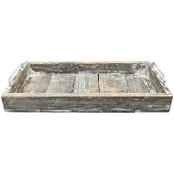 Tablett Bloom, grau/weiß, Holz/Metall, 45x20x8 cm