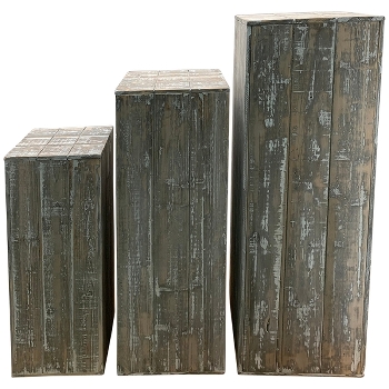 SäulenSet/3 Bloom, grau/weiß, Holz, 29x29x75 cm,