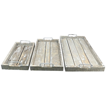 TablettSet/3 Bloom, grau/weiß, Holz/Metall, 40x21x6,5 cm