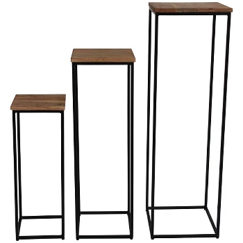 TischSet/3 Puri, schwarz/natur, Metall/Holz,