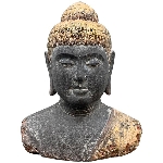 BuddhaKopf Valo, grau/gold, MGO, 35x20x45 cm