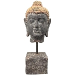 BuddhaKopf Valo, grau/gold, MGO, 25x24x59 cm