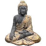 Buddha Valo, grau/gold, MGO, 50x37x60 cm