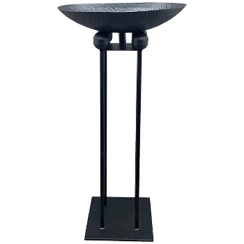 Schale mit Säule Sobre, schwarz, Metall, 37x37x74 cm