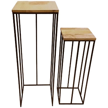 TischSet/2 Puri, schwarz/natur, Metall/Holz, 30x30x86 cm