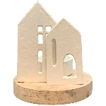 HausTeeLichtHalter Puri, creme/natur, Alu/Holz, 9,5x9,5x11,5 cm