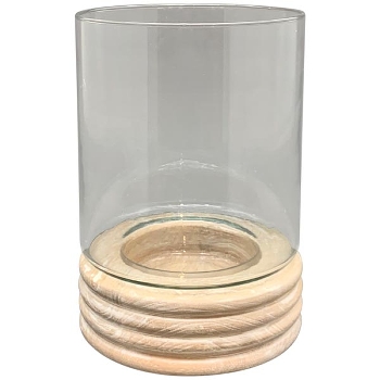 WindLicht Puri, natur/weiß, Glas/Holz, 16x16x24,5 cm