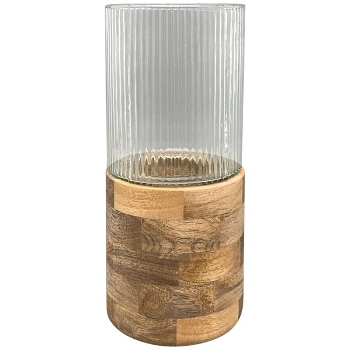 WindLicht Puri, natur, Glas/Holz, 16x16x35,5 cm