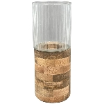 WindLicht Puri, natur, Glas/Holz, 17,5x17,5x42 cm