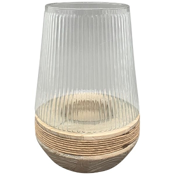 WindLicht Puri, natur, Glas/Holz, 18,5x18,5x25 cm