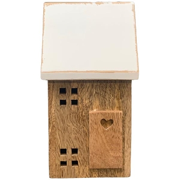 Haus Dost, natur/weiß, Holz, 10,5x10x19 cm
