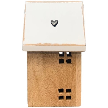Haus Dost, natur/weiß, Holz, 9x8x15 cm