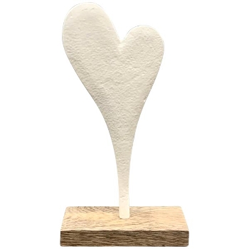 Herz Puri, creme/natur, Alu/Holz, 11x6x20,5 cm