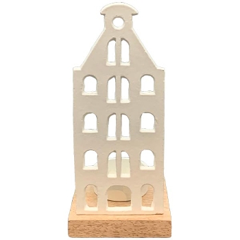 HausTeeLichtHalter Puri, creme/natur, Alu/Holz, 8x8x18,5 cm
