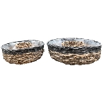 PflanzRingSet/2 Willow, Rattan, 25x25x9 cm, 30x30x9 cm