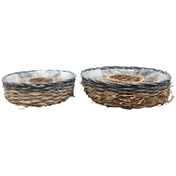 PflanzRingSet/2 Willow, Rattan, 30x30x9 cm, 36x36x9,5 cm