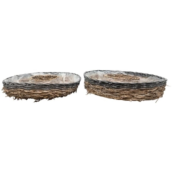 PflanzRingSet/2 Willow, Rattan, 55x55x12 cm, 60x60x13 cm