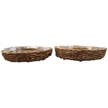 PflanzRingSet/2 Willow, natur, Rattan, 55x55x12 cm, 60x60x13 cm