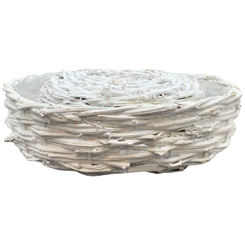 PflanzRingSet/2 Willow, weiß, Rattan, 30x30x9 cm, 36x36x9,5 cm