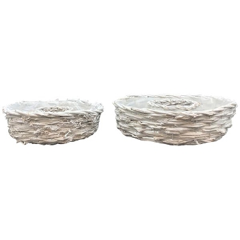 PflanzRingSet/2 Willow, weiß, Rattan, 30x30x9 cm, 36x36x9,5 cm