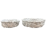 PflanzRingSet/2 Willow, weiß, Rattan, 30x30x9 cm, 36x36x9,5 cm