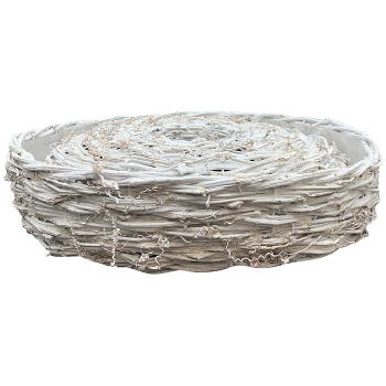 PflanzRingSet/2 Willow, weiß, Rattan, 35x35x9 cm, 40x40x10 cm