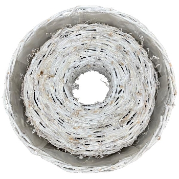 PflanzRingSet/2 Willow, weiß, Rattan, 35x35x9 cm, 40x40x10 cm
