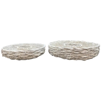 PflanzRingSet/2 Willow, weiß, Rattan, 35x35x9 cm, 40x40x10 cm
