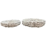 PflanzRingSet/2 Willow, weiß, Rattan, 35x35x9 cm, 40x40x10 cm
