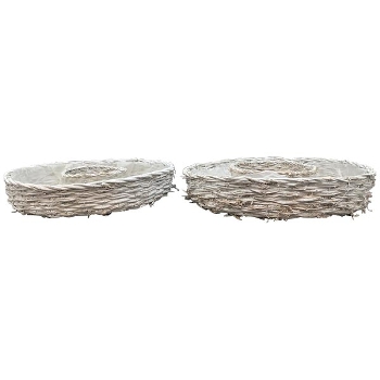 PflanzRingSet/2 Willow, weiß, Rattan, 55x55x12 cm, 60x60x13 cm