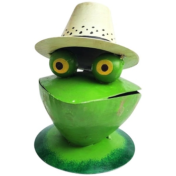 Frosch Aschenbecher Kanu, Metall, 10x10x12 cm