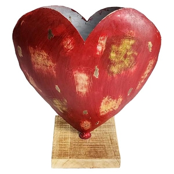 HerzVase Kanu, rot, Metall, 34x15x32 cm