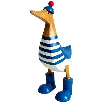 Ente Pete Kanu, blau, Metall, 17x13x35 cm