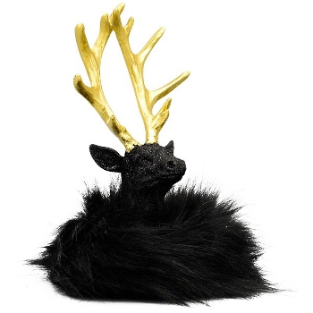 RentierKopf Lilian, schwarz, Polyresin, 12x12x17 cm