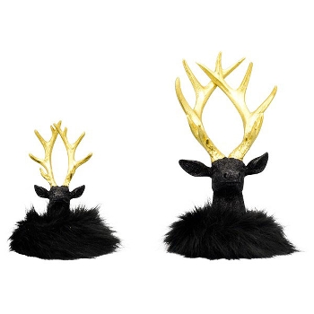 RentierKopf Lilian, schwarz, Polyresin, 12x12x17 cm