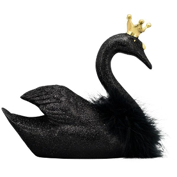 Schwan Lilian, schwarz, Polyresin, 20,5x8,5x19,5 cm