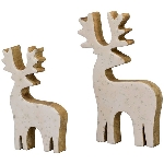 Rentier Dost, weiß, Holz, 15x8x2,5 cm