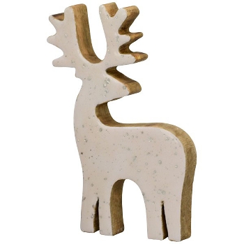 Rentier Dost, weiß, Holz, 15x8x2,5 cm