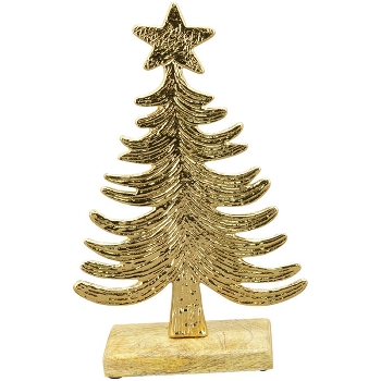 TannenBaum Doré, gold, Alu/Holz, 16x5x26 cm
