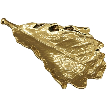 Tablett Blatt Aurum, Dolomite, 28x16,2x3,5 cm